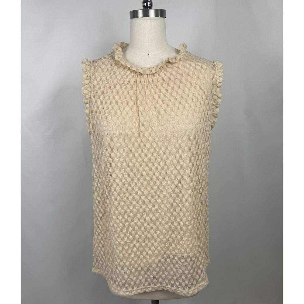 Espresso Womens L Semi sheer Polka Dot Business Blouse Work Court Corporate‎